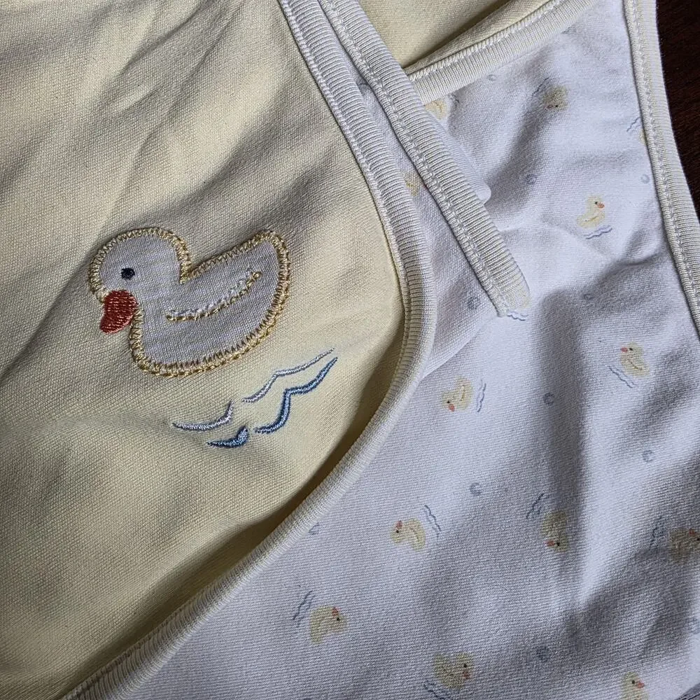 Vintage 2002 Gymboree Duck Baby Blanket Reversible Yellow Nursery